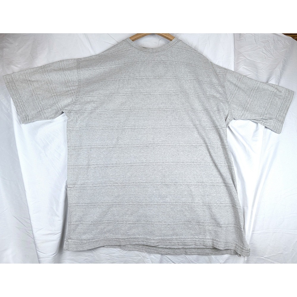 Basic Concepts Mens Large Gray Striped Short Sleeve Cotton T-Shirt Relaxed Fit